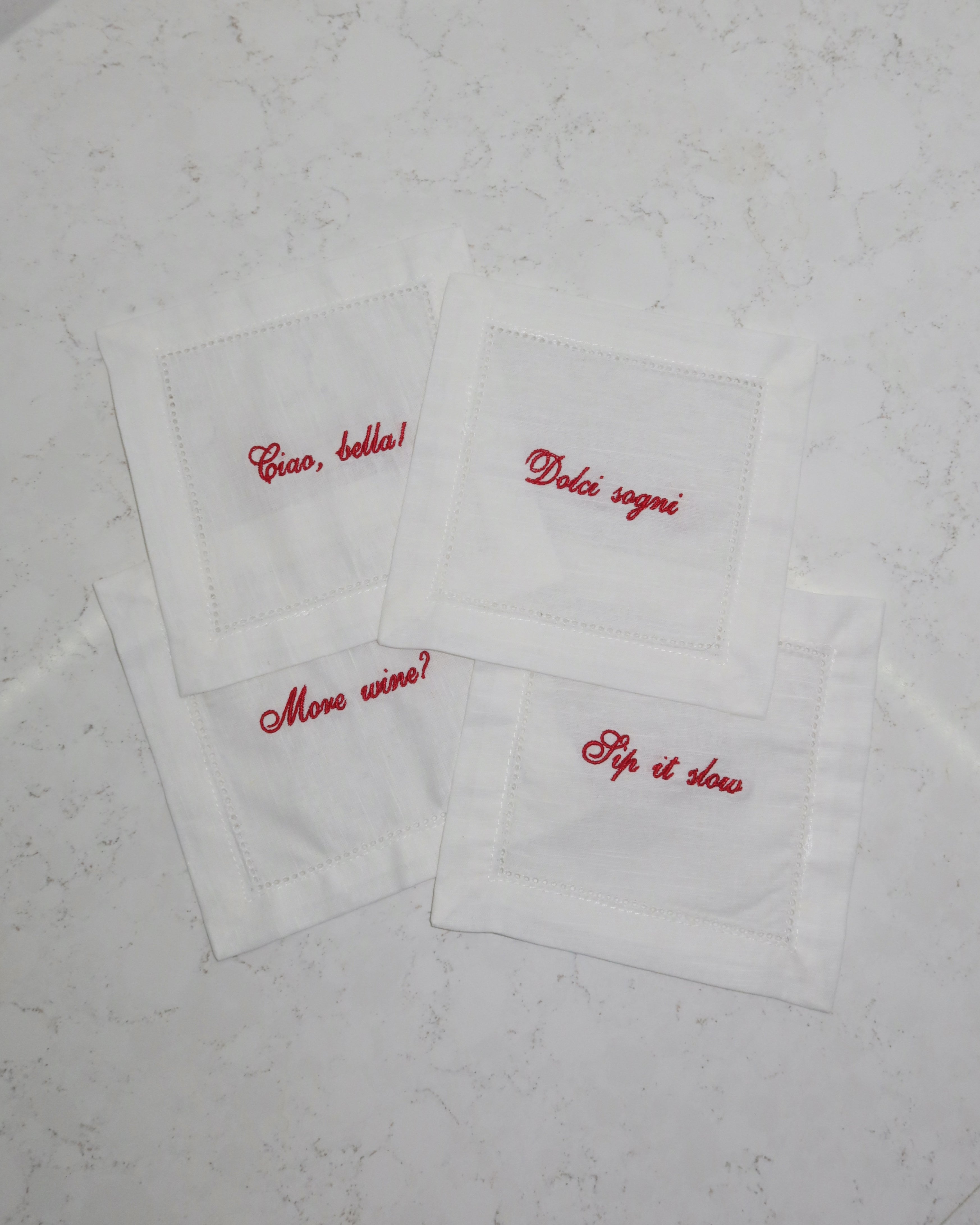 100% Linen Cocktail Napkin Coasters - Set of 4