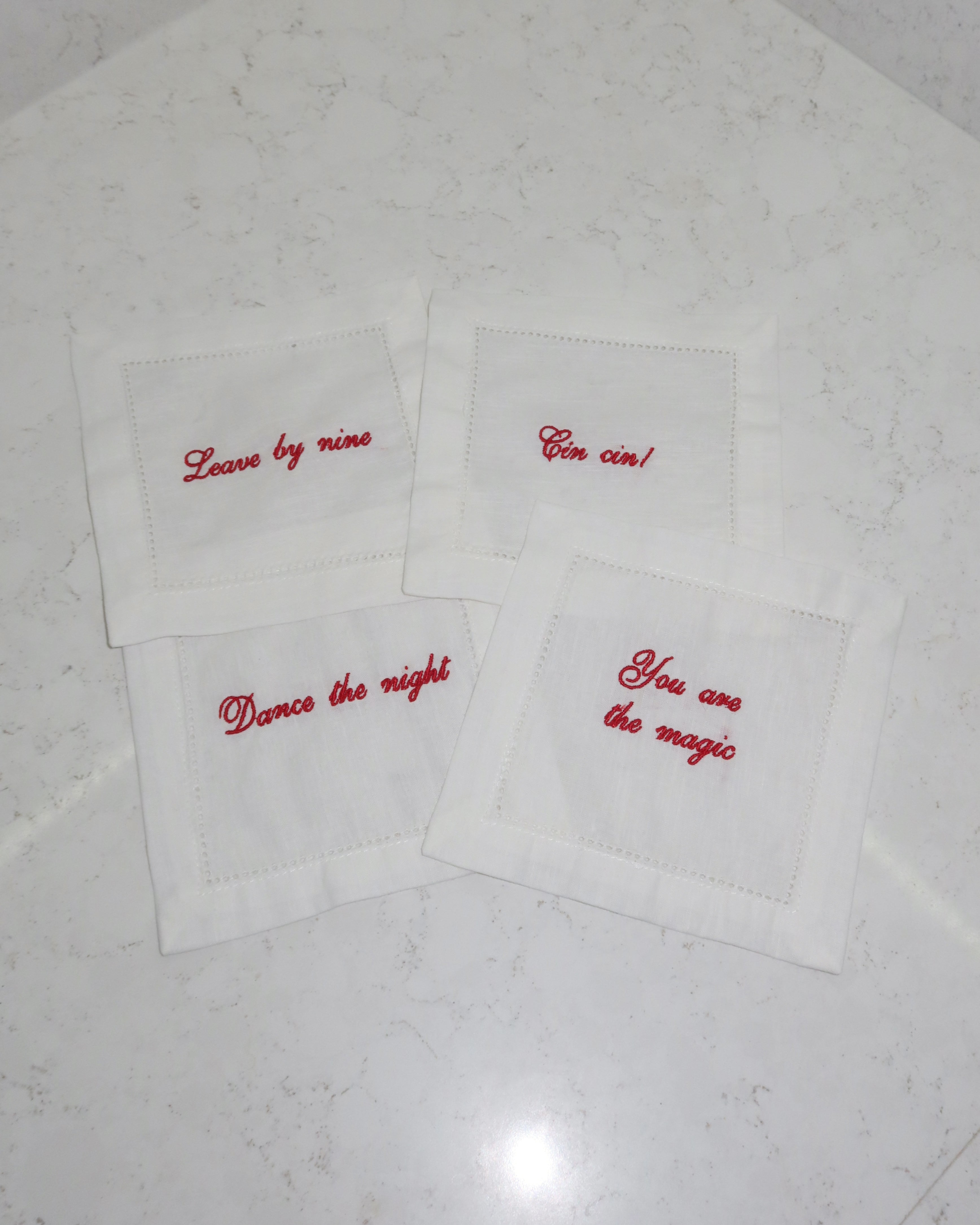 100% Linen Cocktail Napkin Coasters - Set of 4