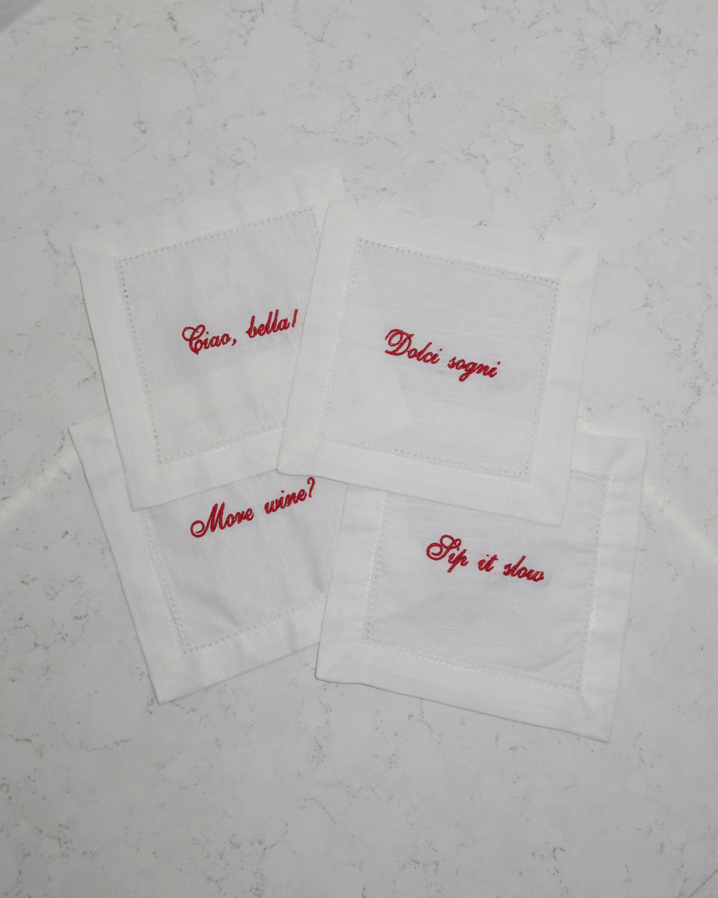 100% Linen Cocktail Napkin Coasters - Set of 4