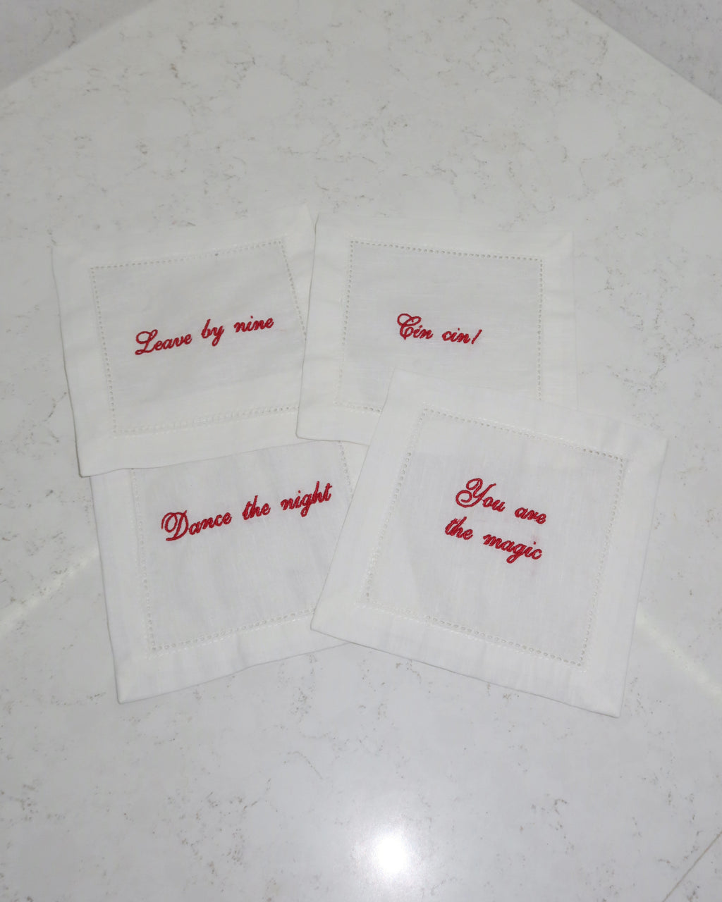 100% Linen Cocktail Napkin Coasters - Set of 4