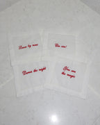 100% Linen Cocktail Napkin Coasters - Set of 4